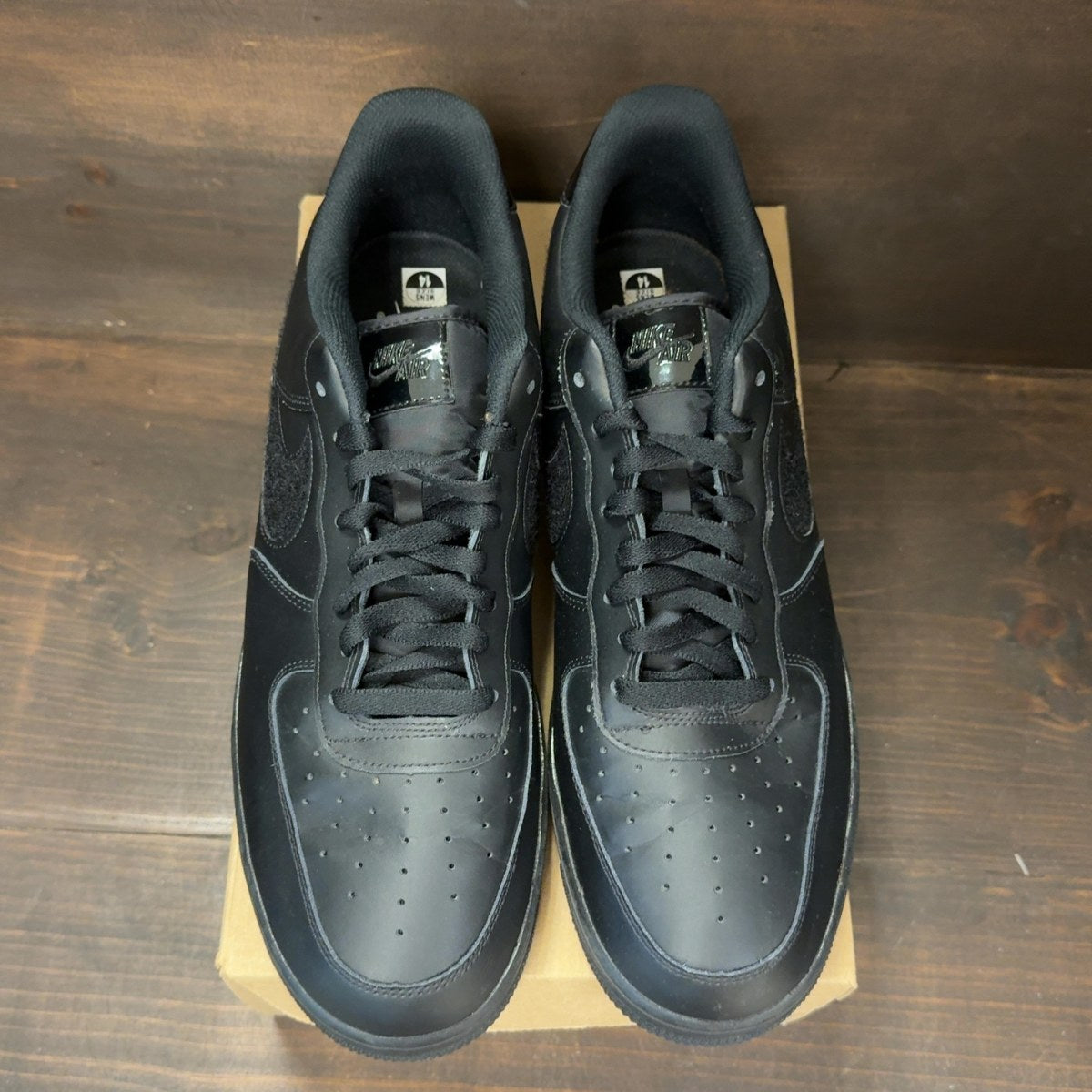 Nike Air Force 1 Black Metallic Gold Removable Swoosh Pack Size 14 (Pre-Owned) - Image 3