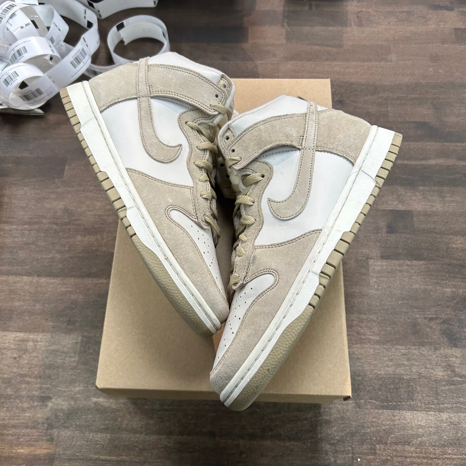 Nike Dunk High Tan Suede White (US 10) (USED,No Box)