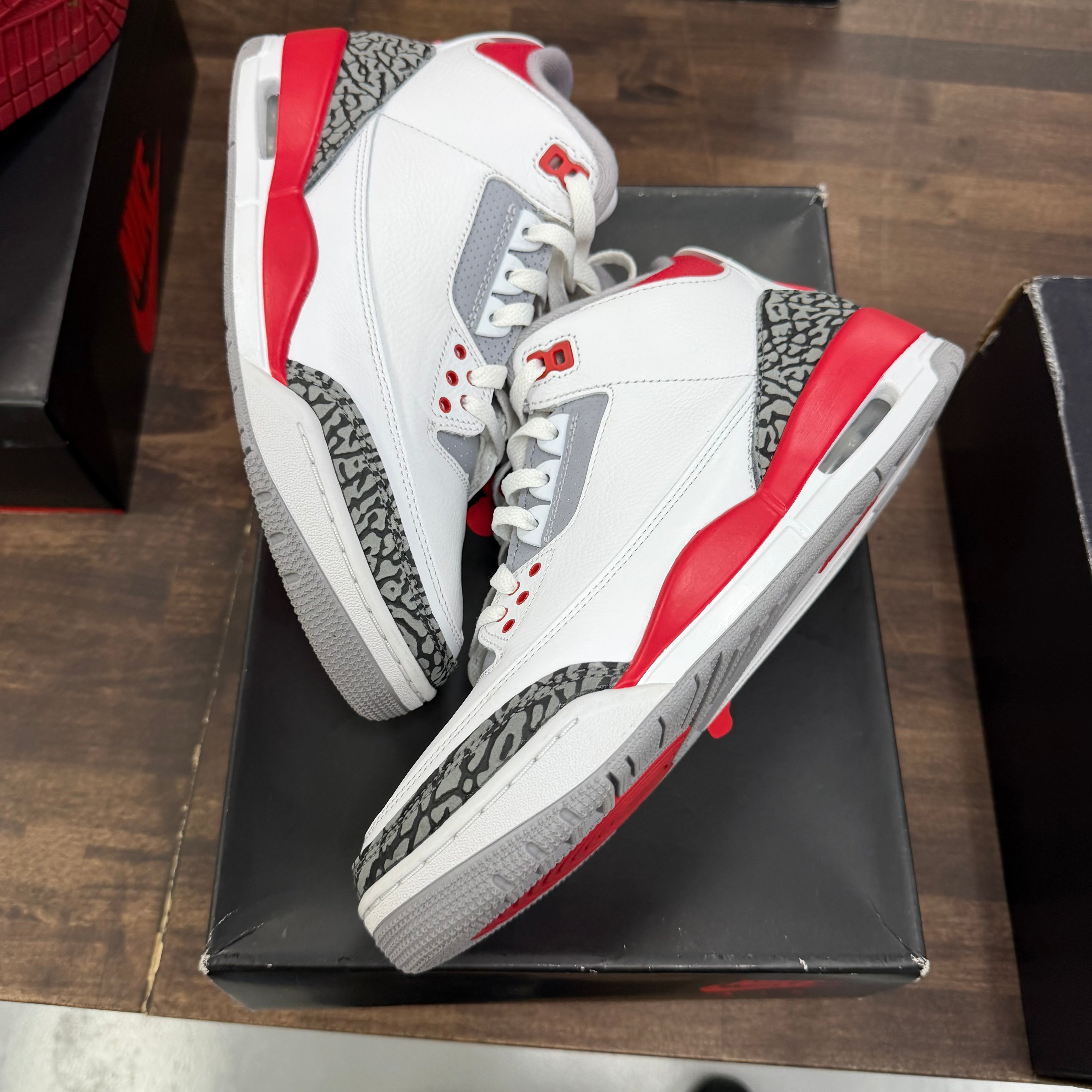 Jordan Fire Red Jordan 3 Retro (USED) Size 9 (Pre-Owned) - Image 1