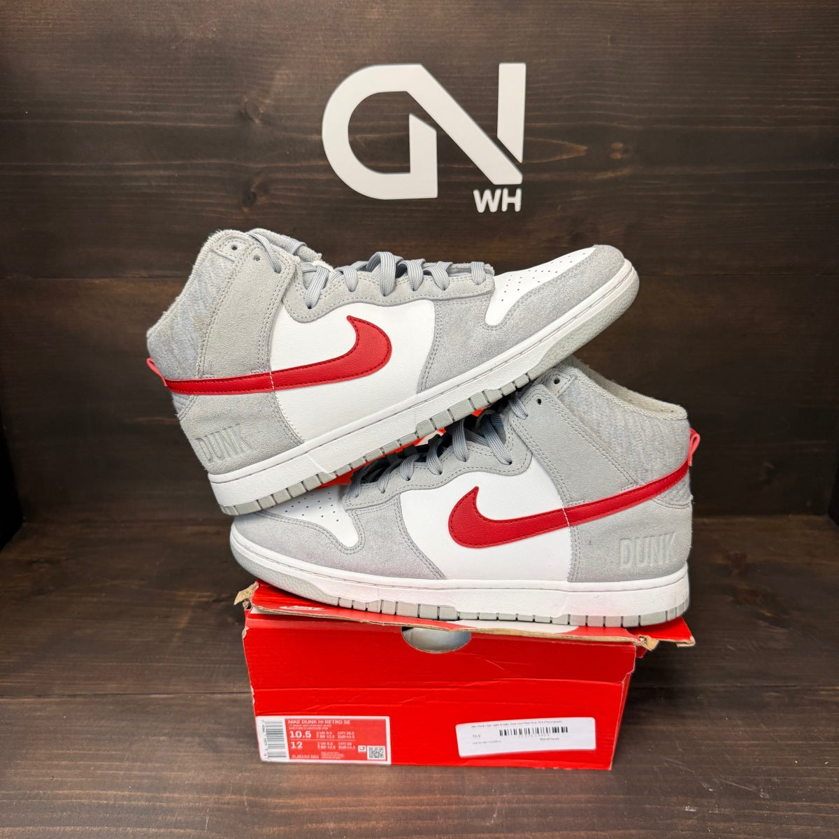 Nike Dunk High Light Smoke Grey Gym Red - Image 1