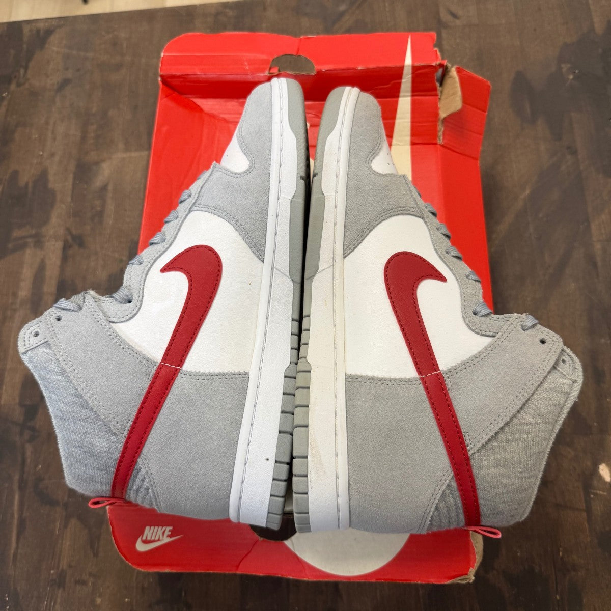 Nike Dunk High Light Smoke Grey Gym Red - Image 4