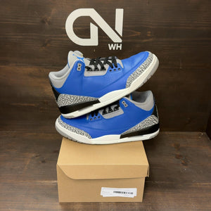 Jordan 3 Retro Varsity Royal Cement Size 11 (Pre-Owned) - front