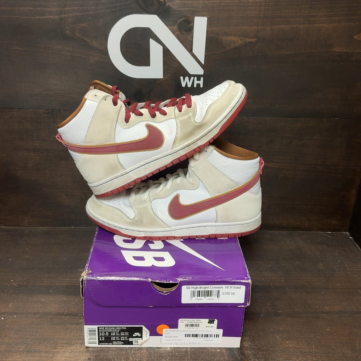 Nike SB Dunk High Sail Bright Crimson Size 10.5 (Pre-Owned) - front