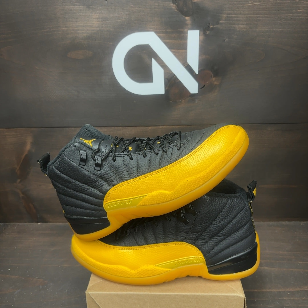 Jordan 12 Retro Black University Gold Size 9.5 (Pre-Owned) - Image 1