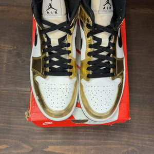 Jordan 1 Mid Metallic Gold Black White Size 10.5 (Pre-Owned) - Image 3