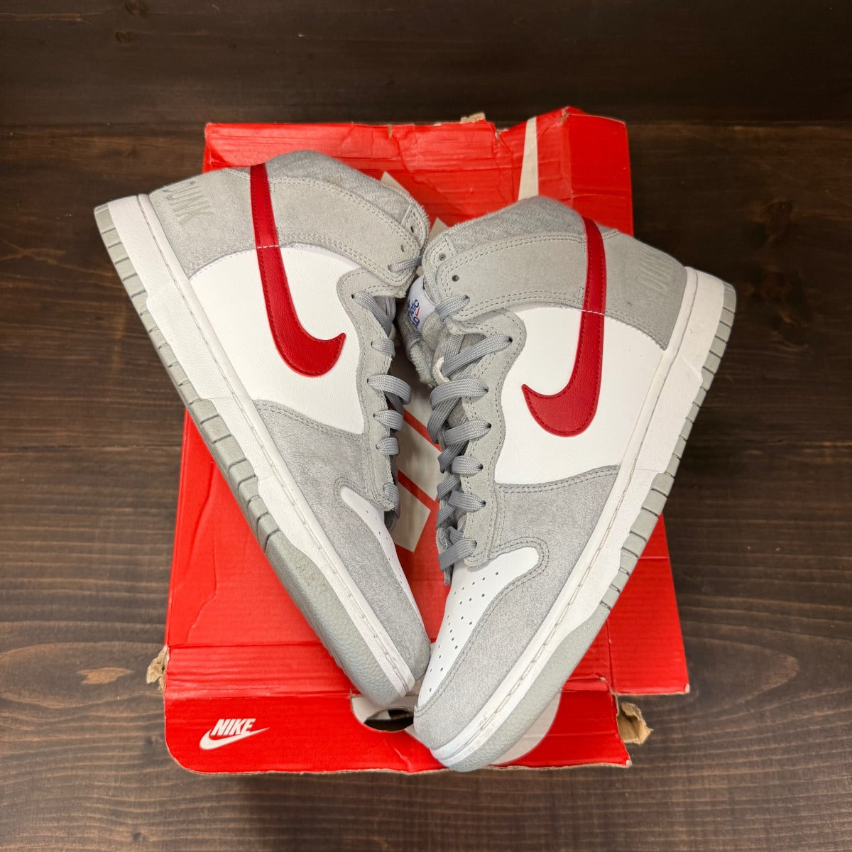 Nike Dunk High Light Smoke Grey Gym Red - Image 2