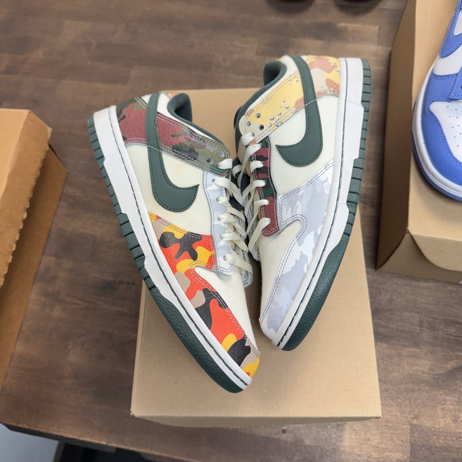 Sail Multi-Camo Dunk Low SE (USED, No Box)