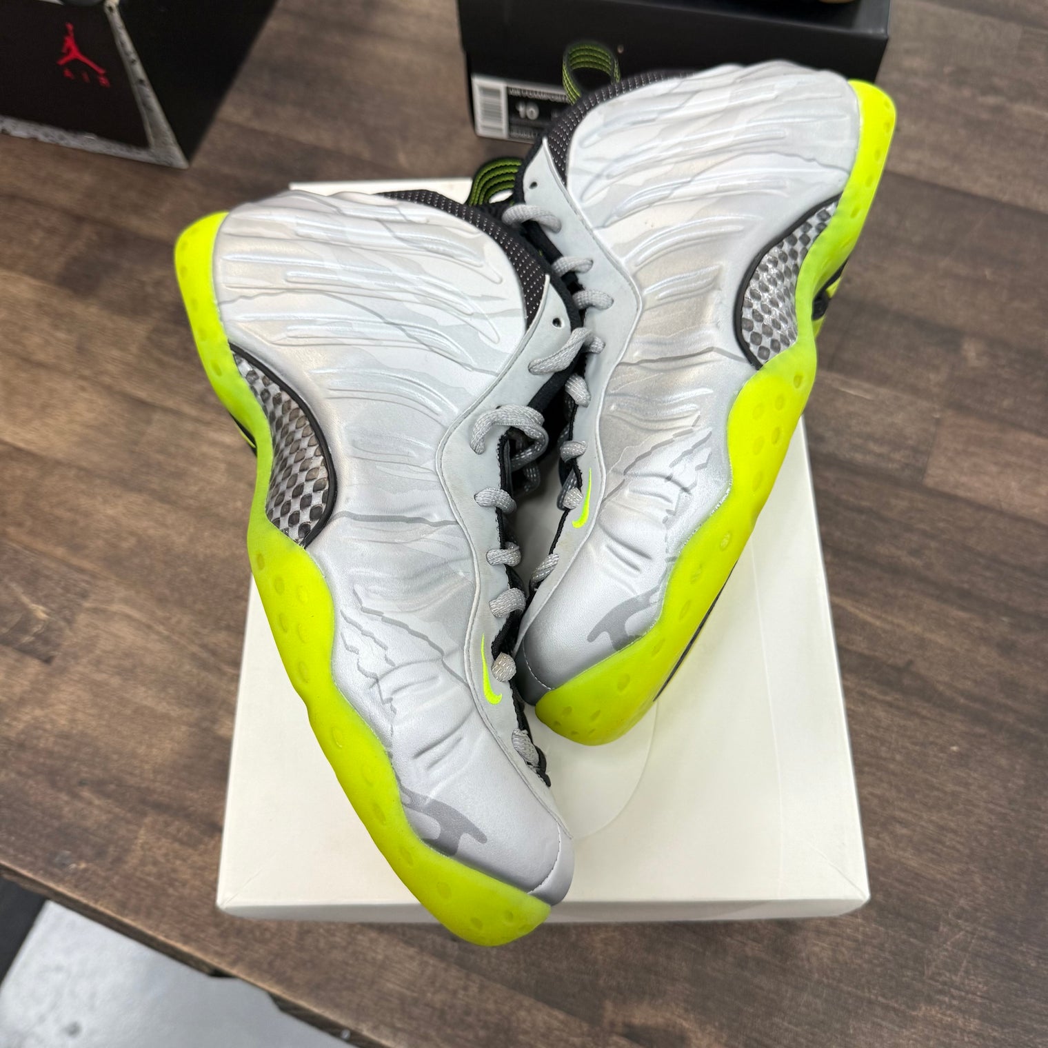 Silver Volt Camo Air Foamposite One (USED)