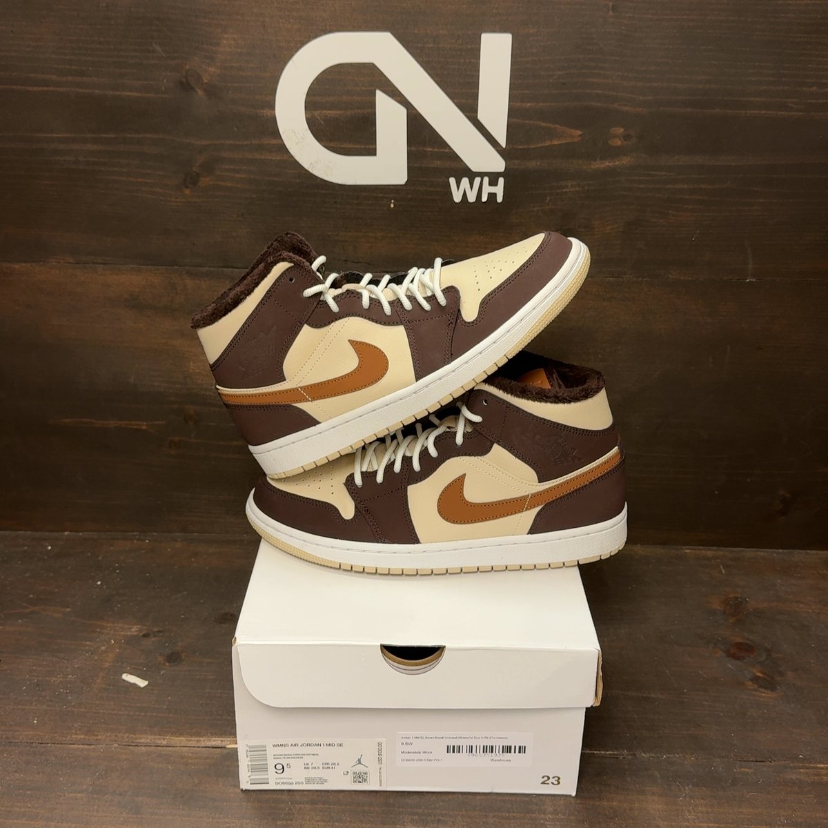Jordan 1 Mid SE Brown Basalt Oatmeal (Women's) Size 9.5W (Pre-Owned) - front