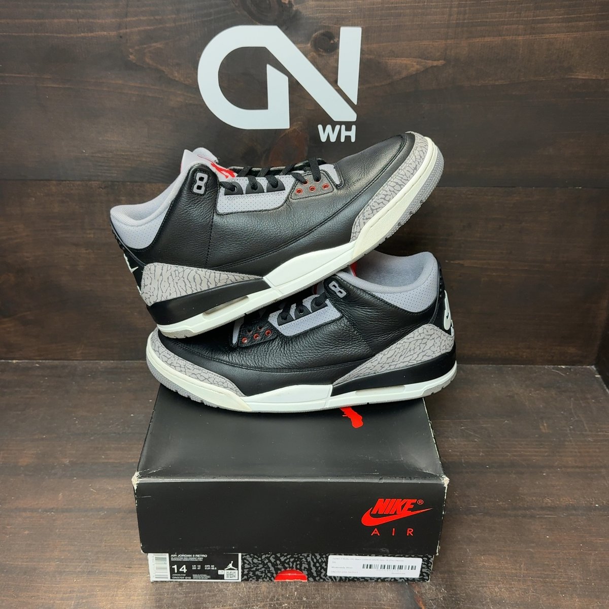 Jordan 3 Retro OG Black Cement (2024) Size 14 (Pre-Owned) - front