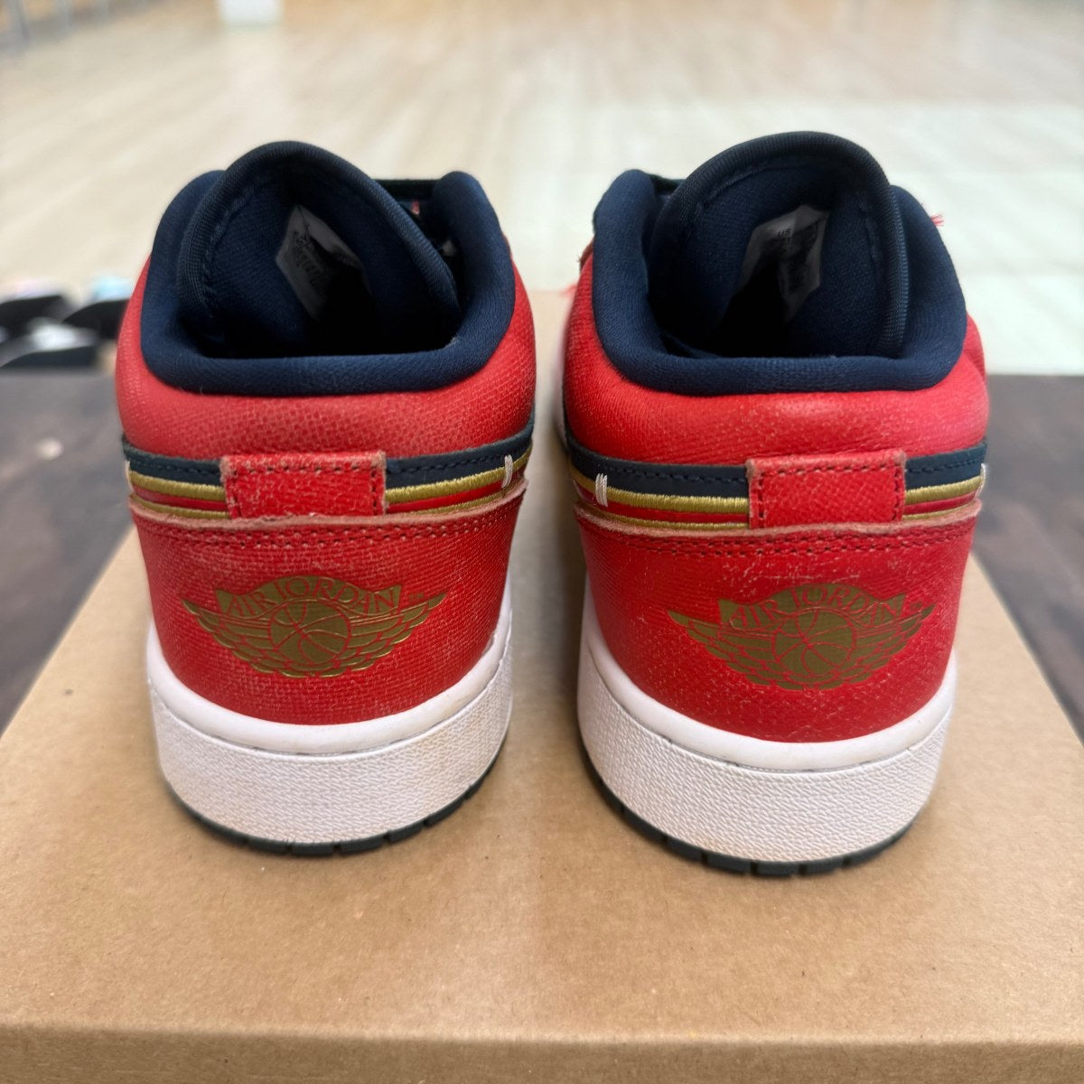 Jordan 1 Low Armory Navy Sport Red (GS) Size 5Y (Pre-Owned) - Image 4