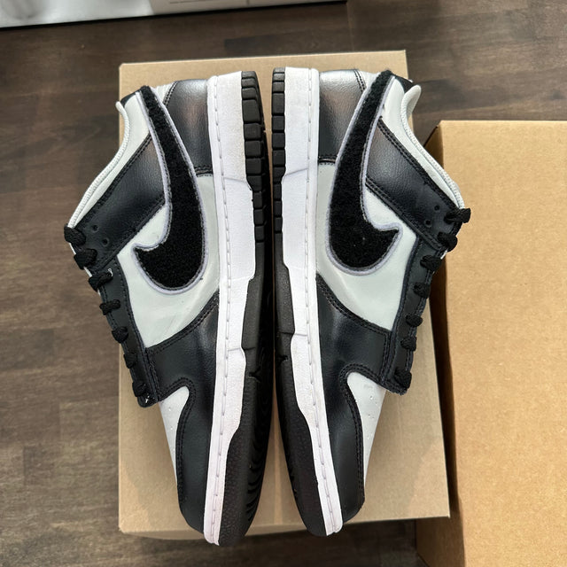 Chenille Swoosh Black Grey Dunk Low (USED,No Box)