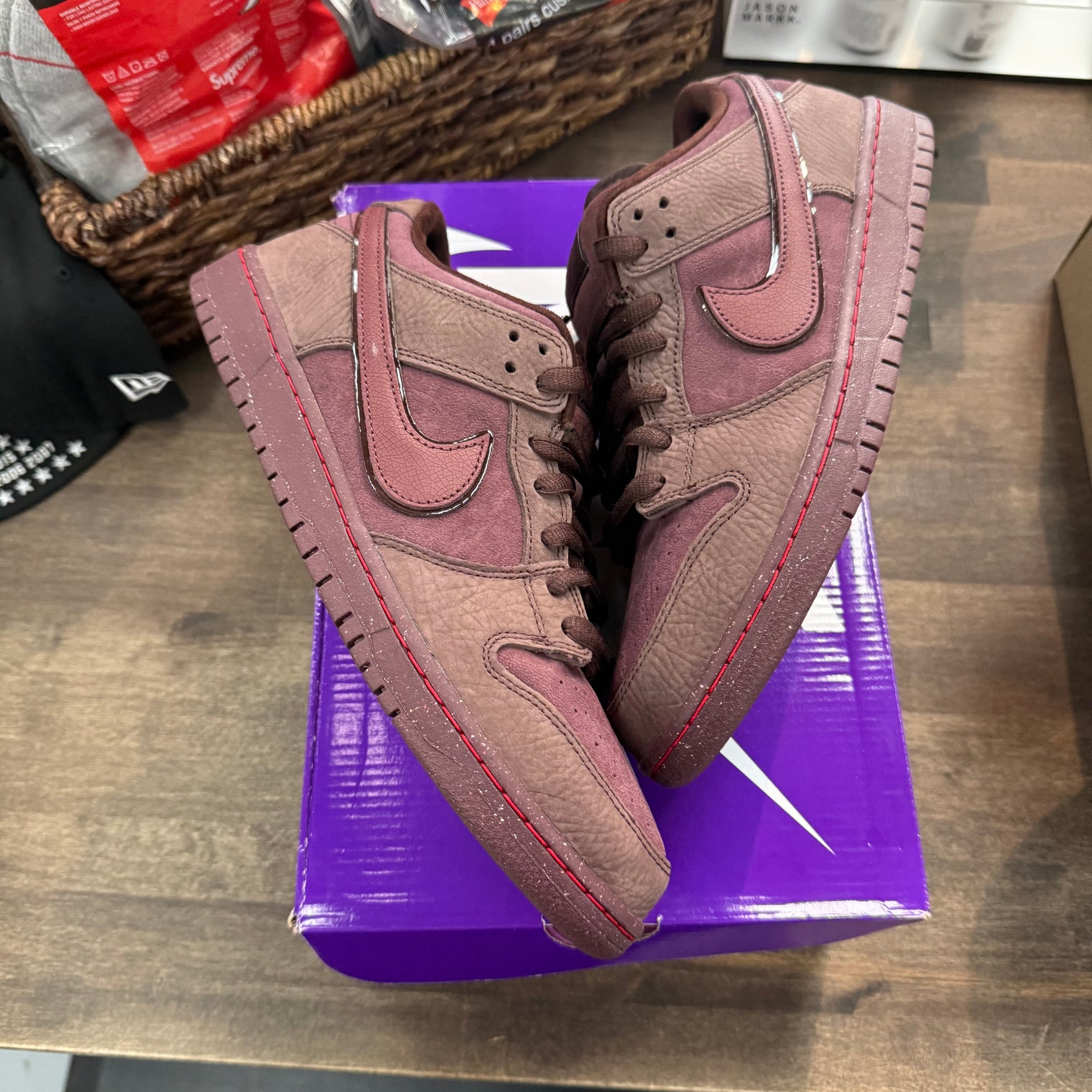 City of Love Burgundy SB Dunk Low (USED)