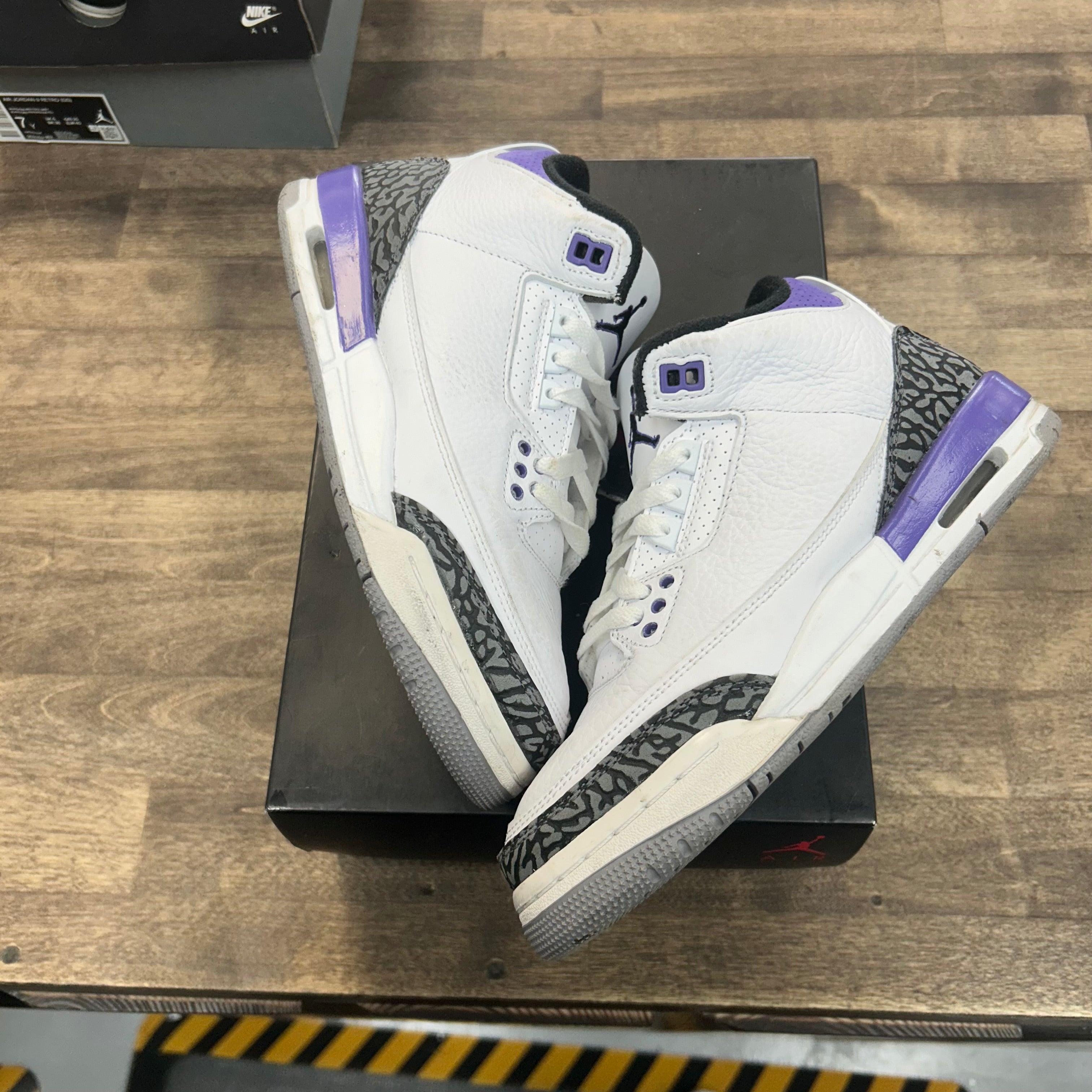 Jordan 3 Retro Dark Iris (US 6.5Y) (USED) Size 6.5Y (Pre-Owned) - Image 1