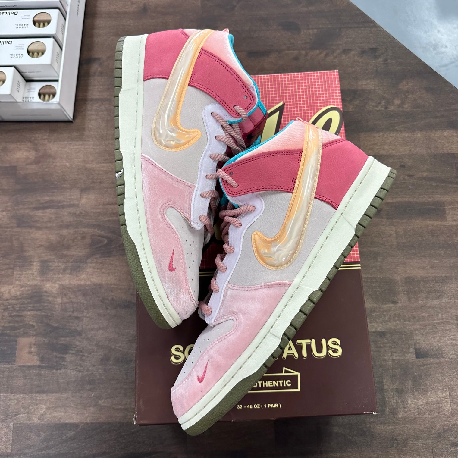 Social Status Free Lunch Strawberry Milk Nike Dunk Mid (USED)