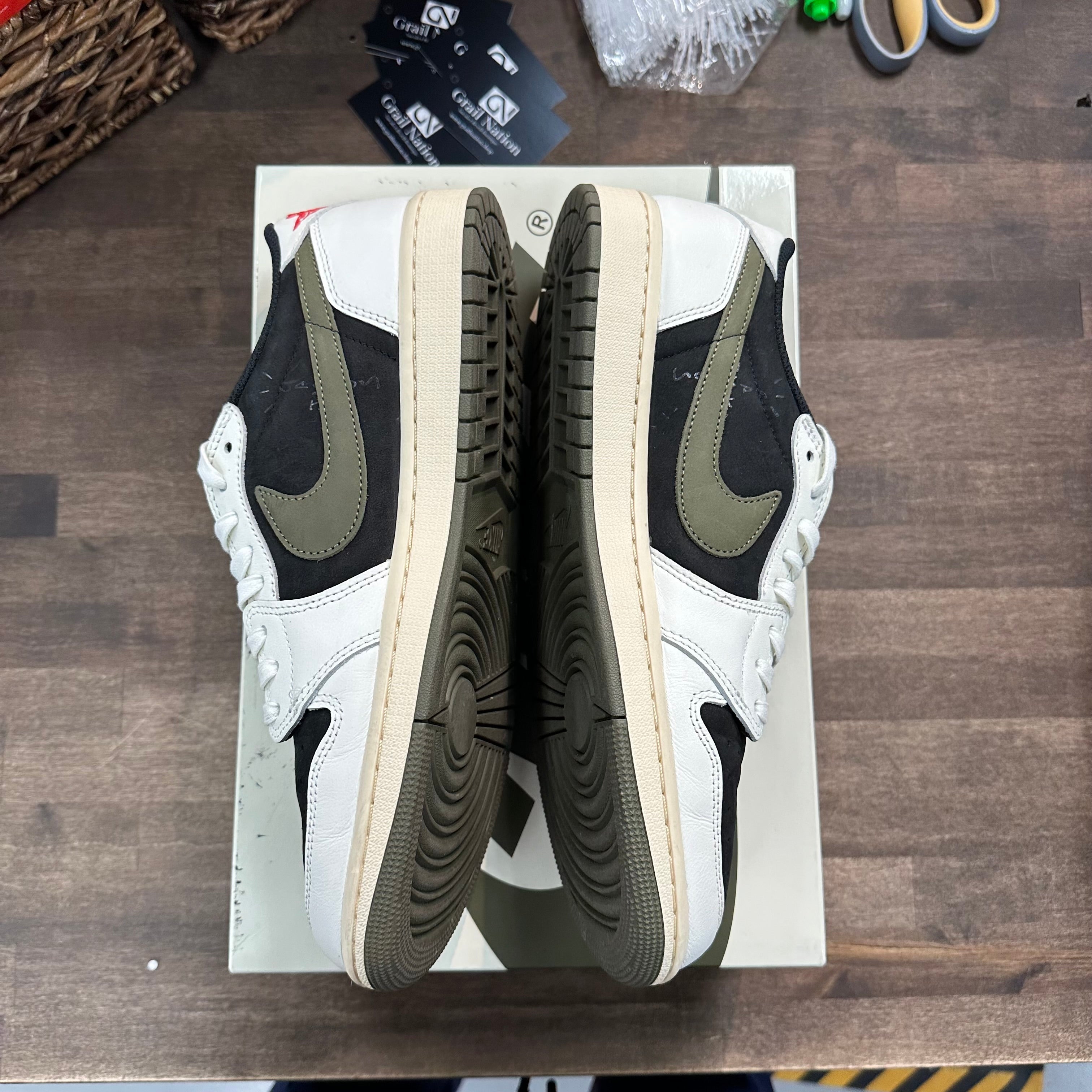 Jordan 1 Retro Low OG SP Travis Scott Olive (US 12W) (USED) Size 12W (Pre-Owned) - Image 2