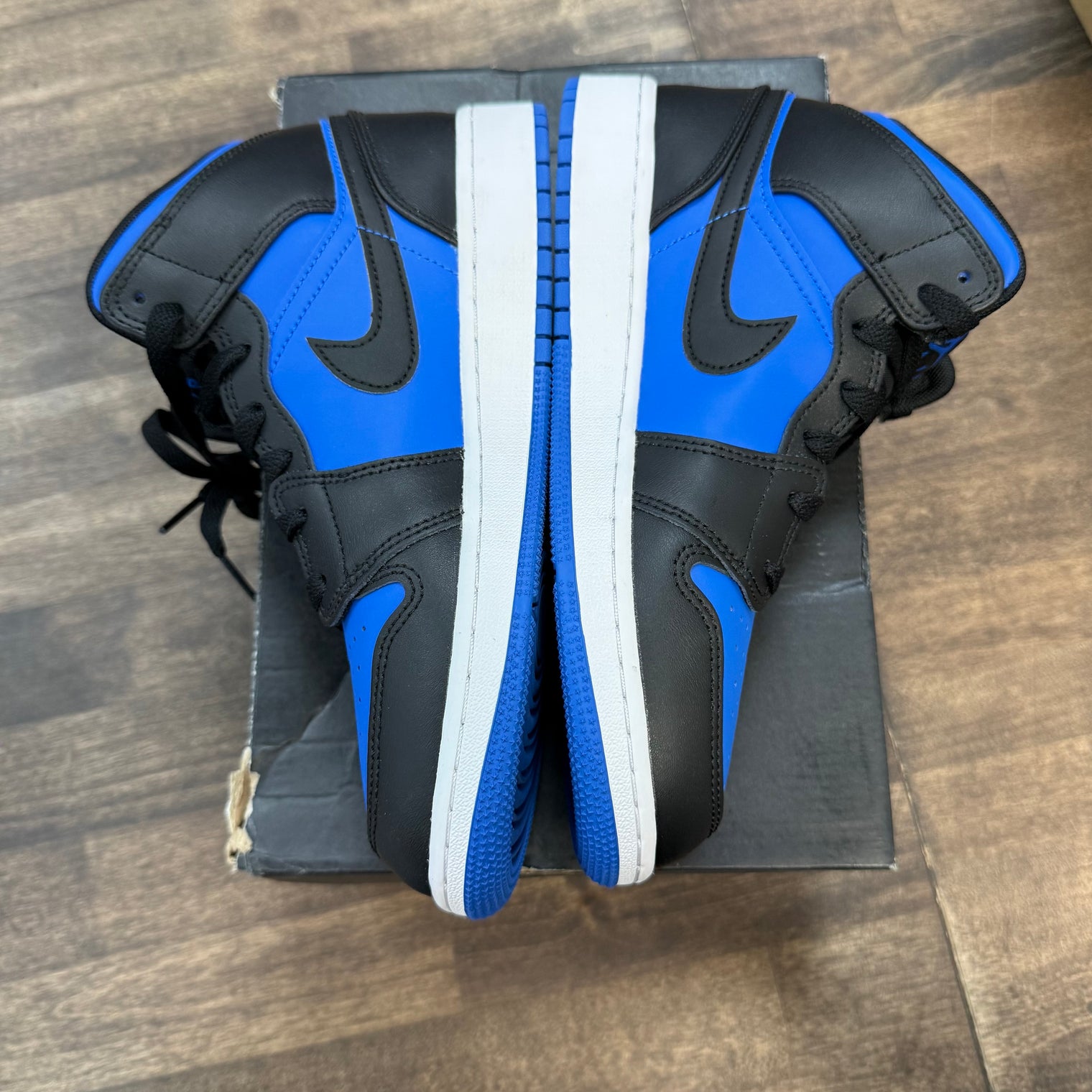 Black Royal Blue Jordan 1 Mid (GS) (Lightly Worn)