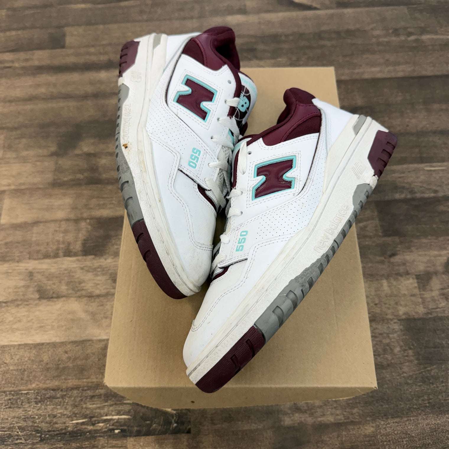 New Balance 550 Burgundy Cyan (US 9) (USED, No Box)