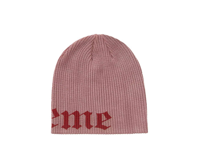 Old English Printed Beanie Pale Red