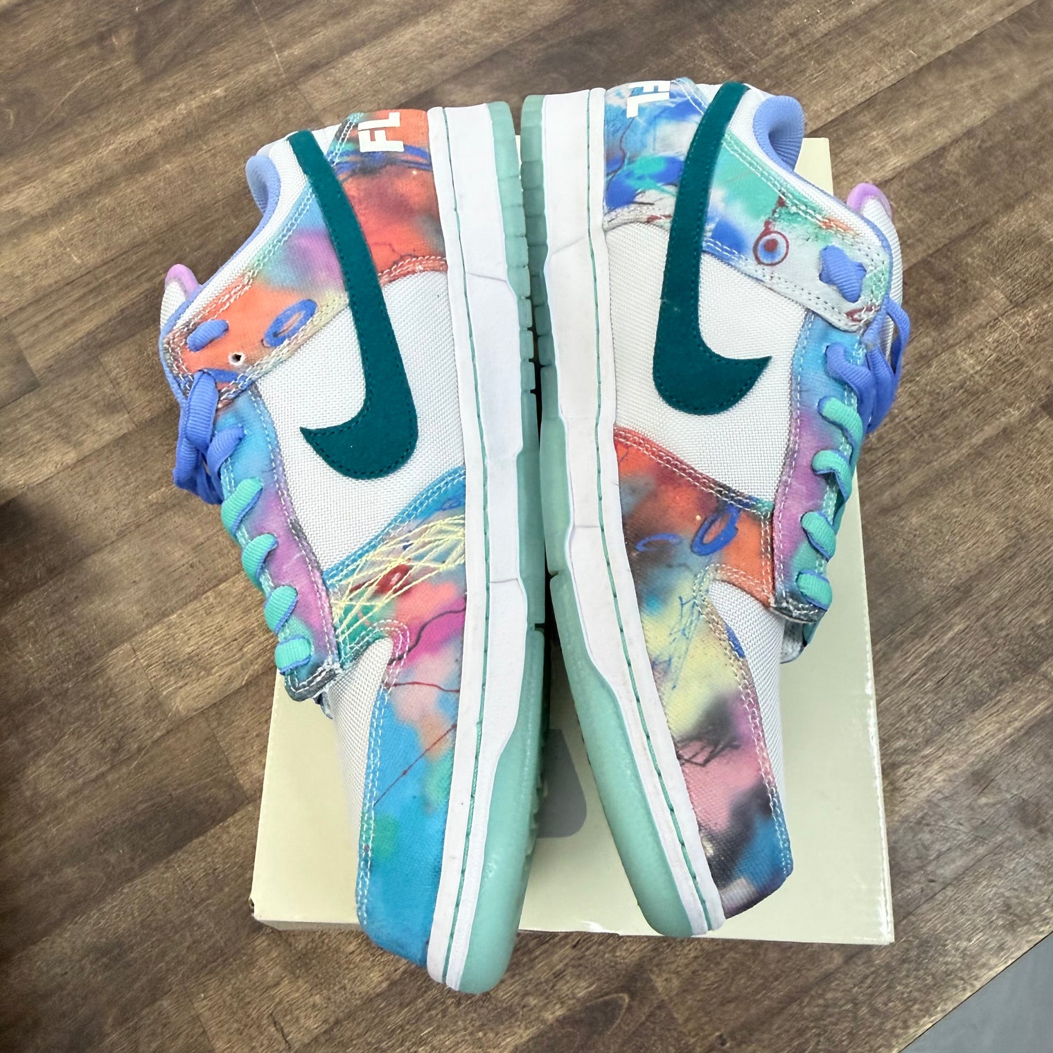 Futura Laboratories Bleached Aqua Nike SB Dunk Low (Lightly Worn)