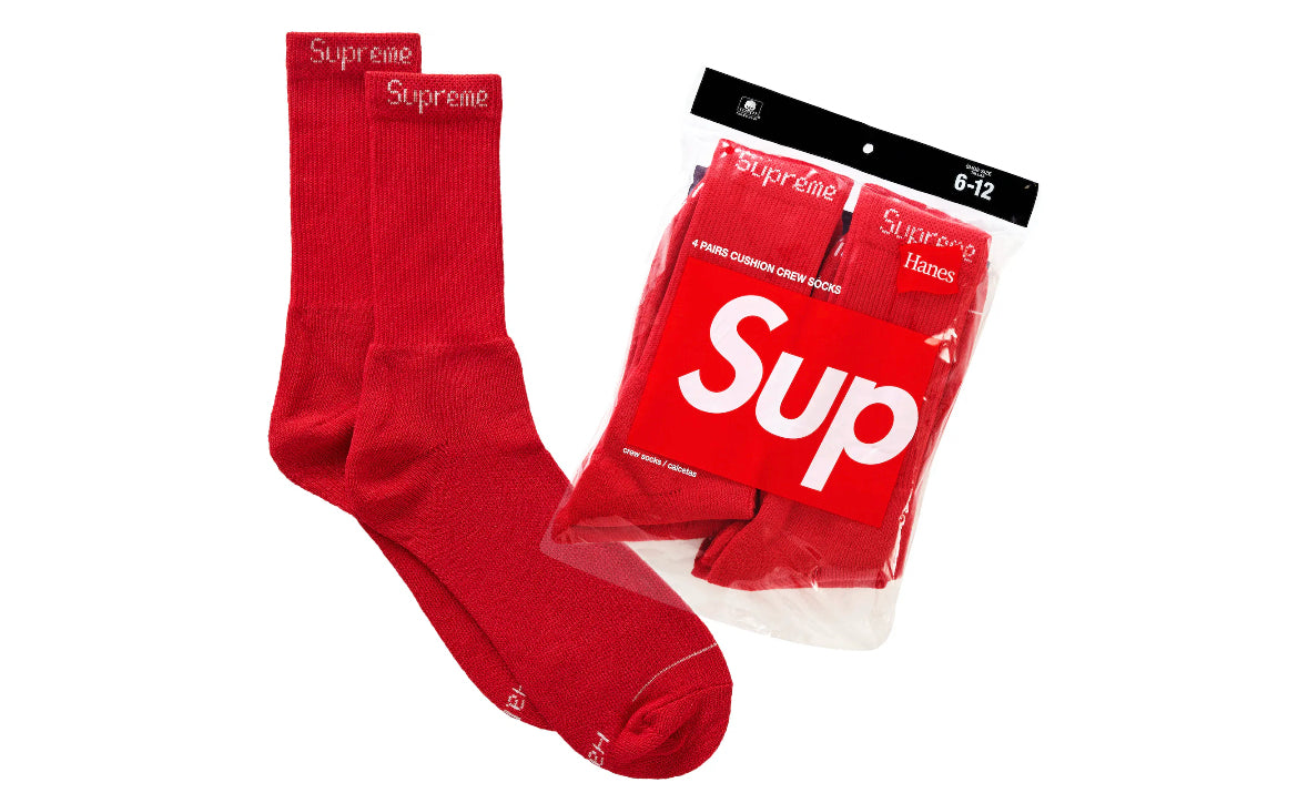Supreme Hanes Socks Red (4 Pack)
