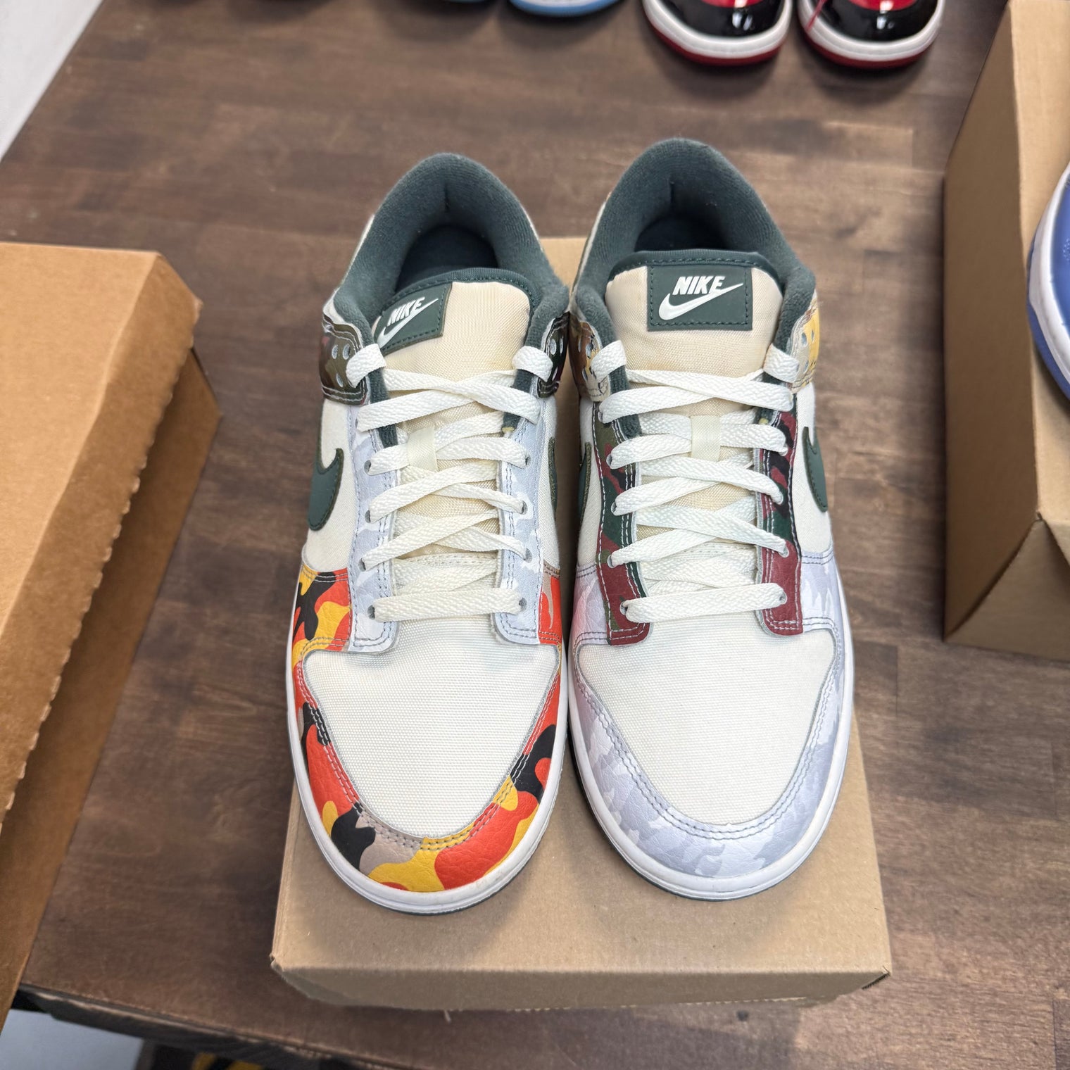 Sail Multi-Camo Dunk Low SE (USED, No Box)
