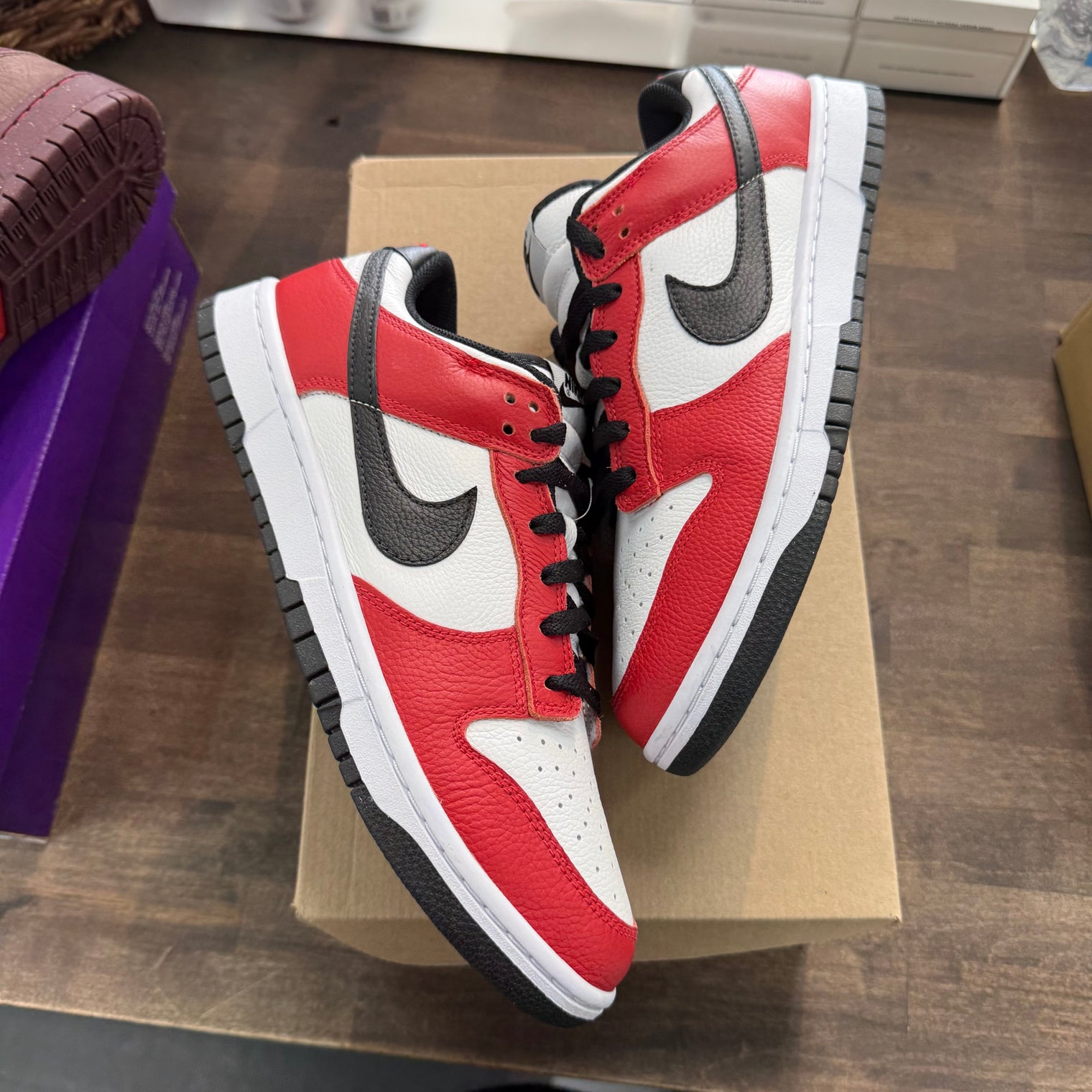 Nike By You Chicago Black Red Dunk Low (USED, No Box)