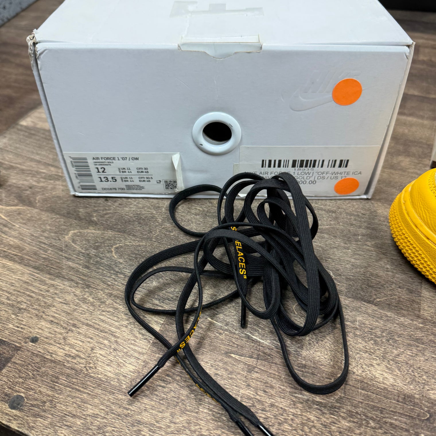 Nike Air Force 1 Low Off-White ICA University Gold (Men's) (US 12) (USED)