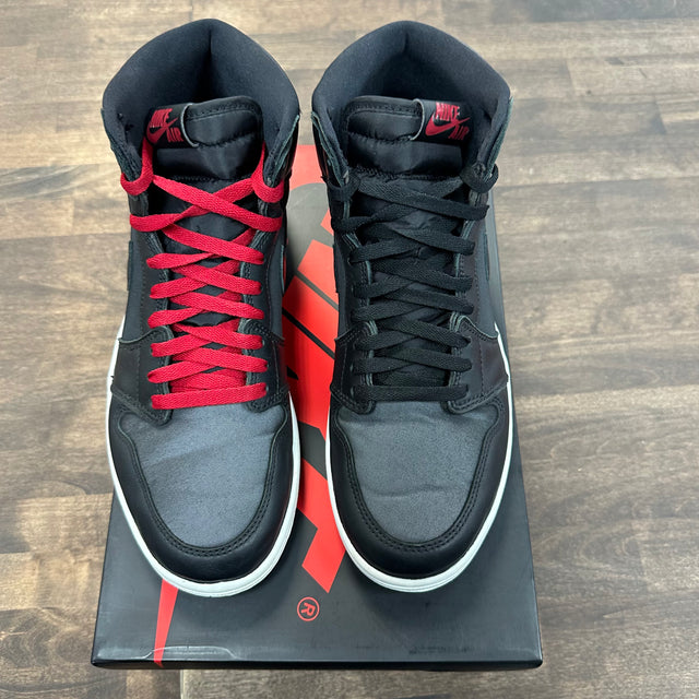 Black Satin Gym Red Jordan 1 High (USED)