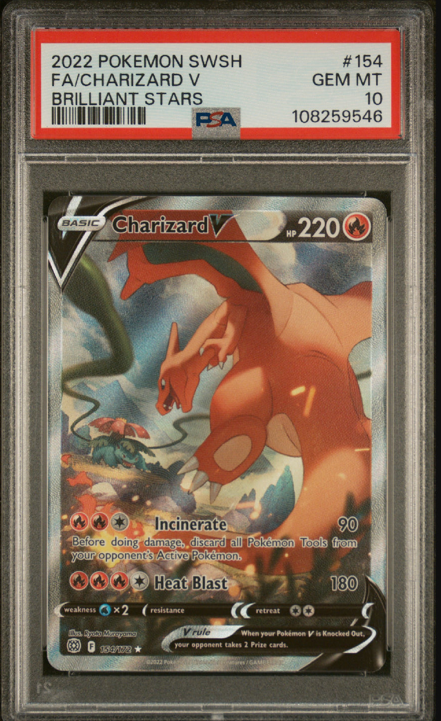 Pokemon Charizard V Brilliant Stars Full Alt Art #154 PSA 10 Gem Mint