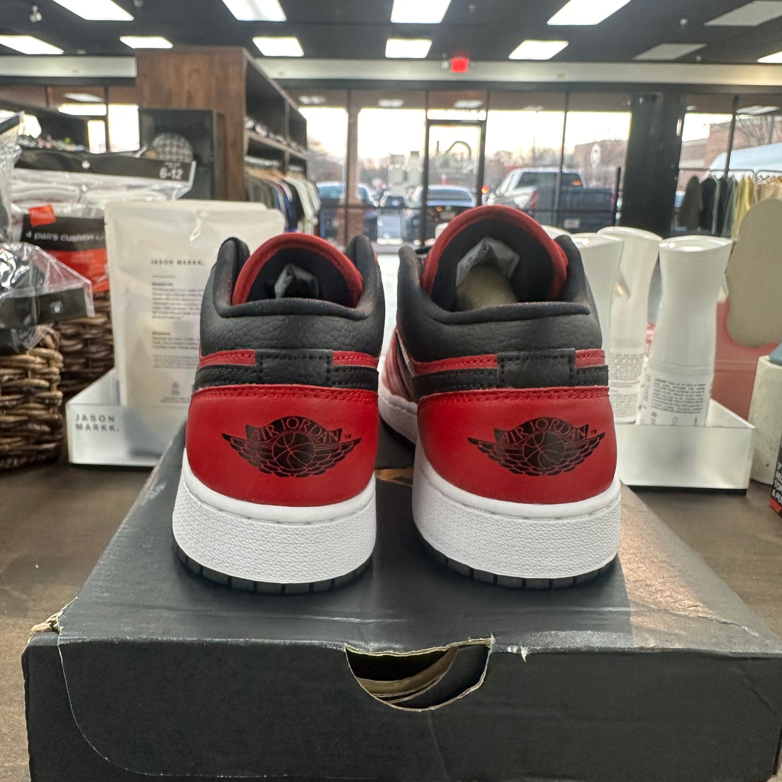 (GS) Gym Red Black Pebbled Jordan 1 Low