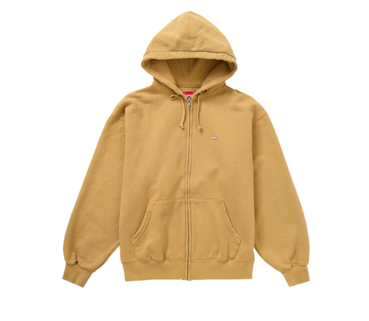 Supreme Overdyed Small Box Logo Zip Up Hoodie Washed Sand