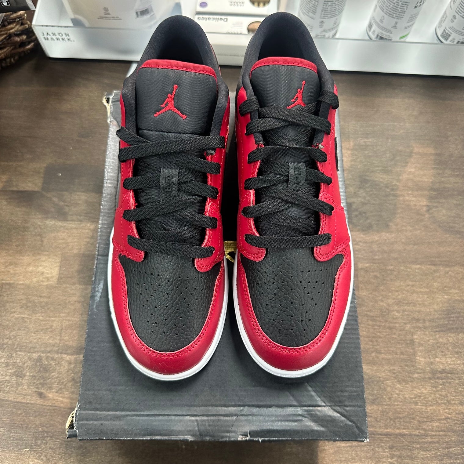 (GS) Gym Red Black Pebbled Jordan 1 Low
