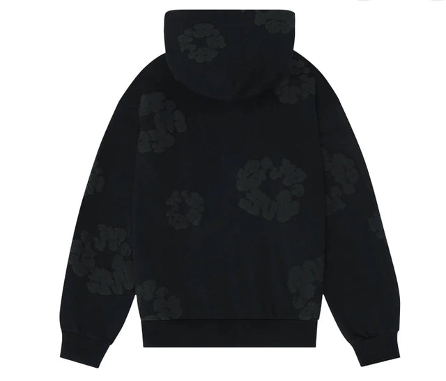 Black Monochrome Denim Tear Hoodie