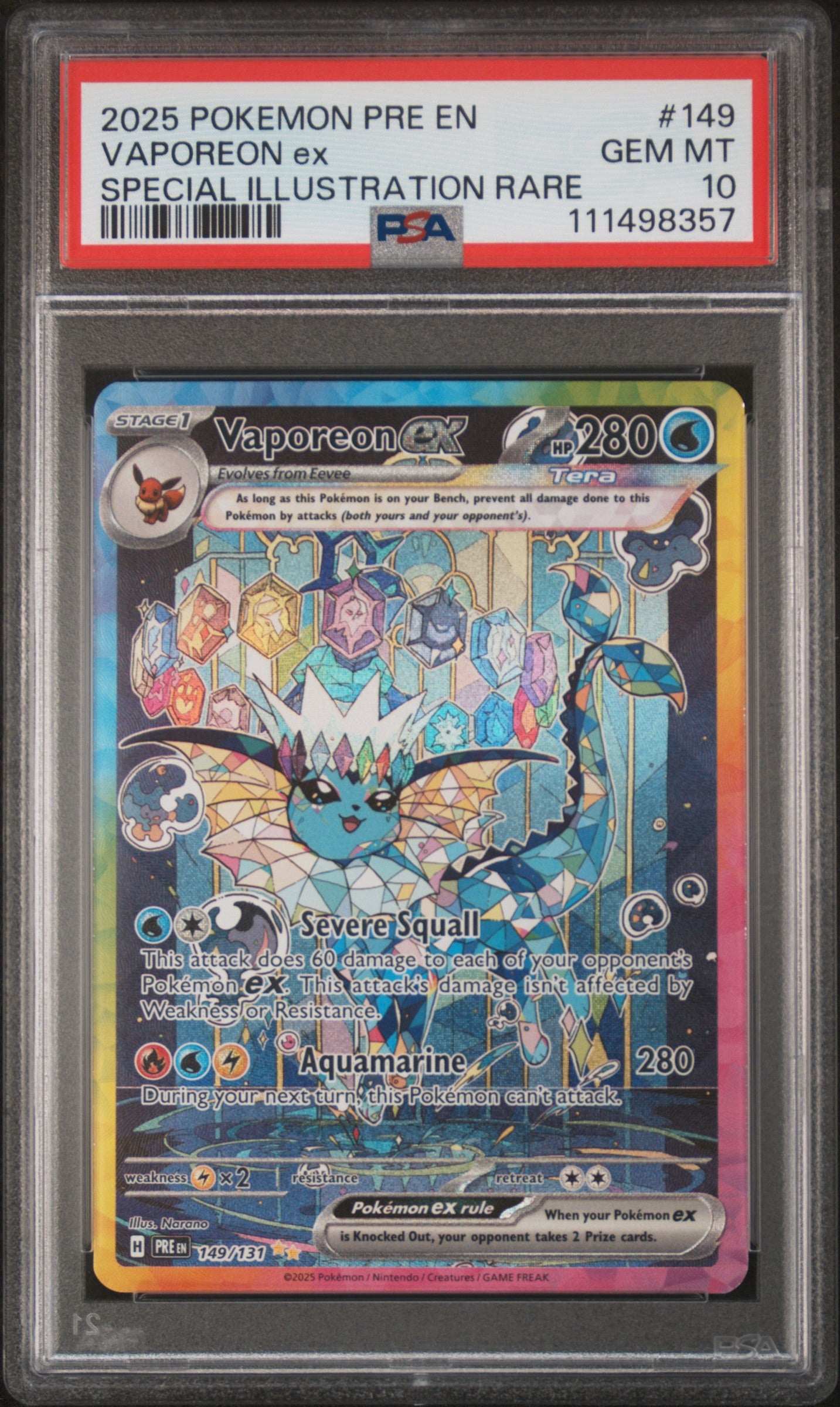 PSA 10| Pokemon TCG Prismatic Evolutions Glaceon EX Illustration Rare #149