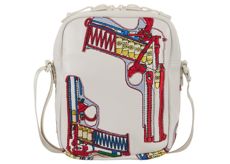 Supreme Guns Embroidered Leather Shoulder Bag White - Stockx_View_02