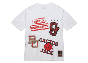 Travis Scott x Mitchell & Ness Boston University Hand-Drawn T-Shirt White