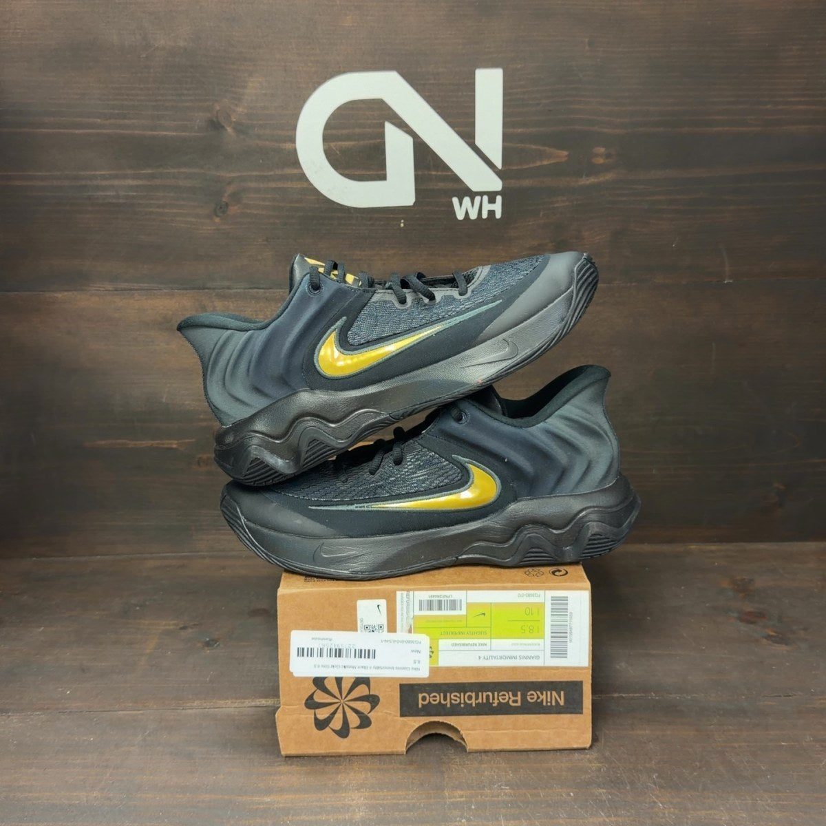 Nike Giannis Immortality 4 Black Metallic Gold - Image 1