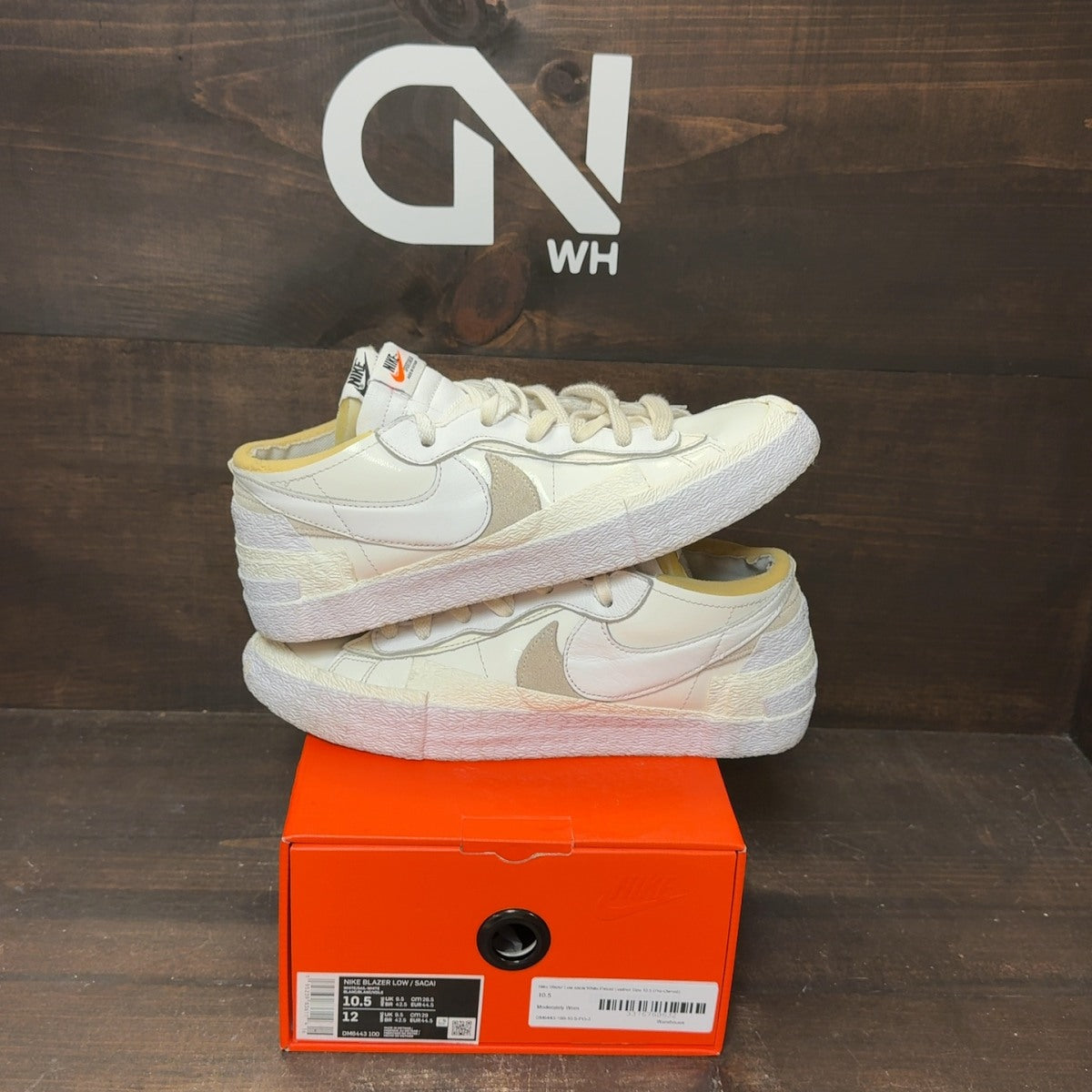 Nike Blazer Low sacai White Patent Leather Size 10.5 (Pre-Owned) - front