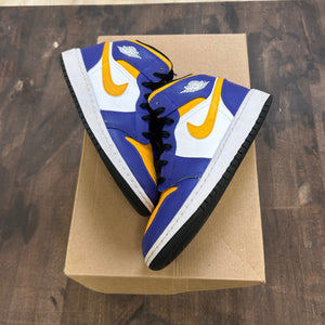 Jordan 1 Mid Lakers (2022) (GS) Size 4Y (Pre-Owned) - Image 1