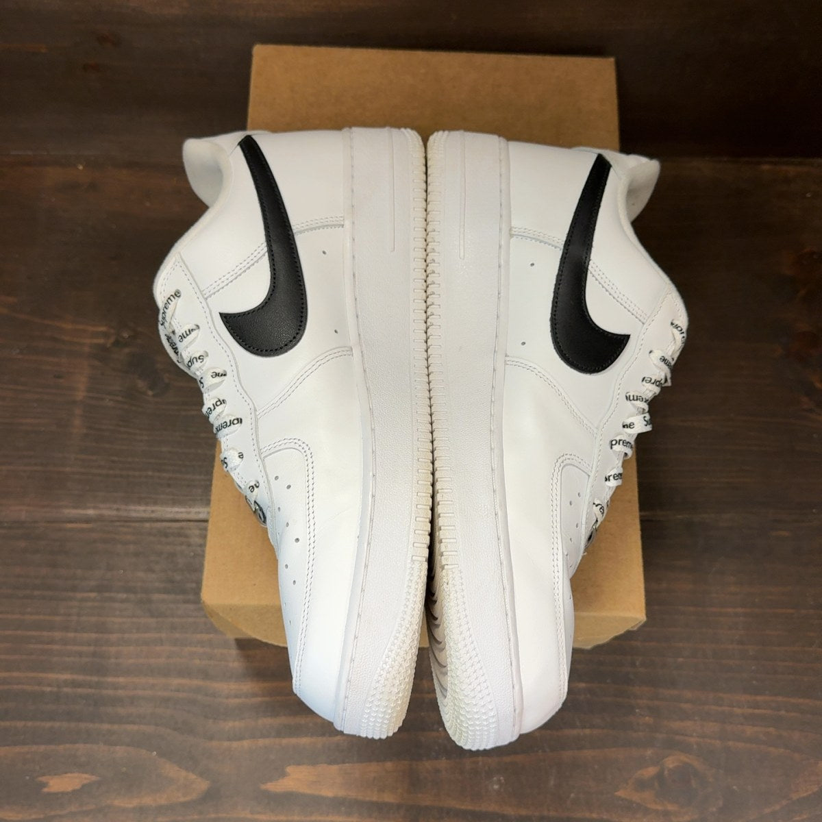 Nike Air Force 1 Low Supreme White Black Size 12 (Pre-Owned) - Image 4