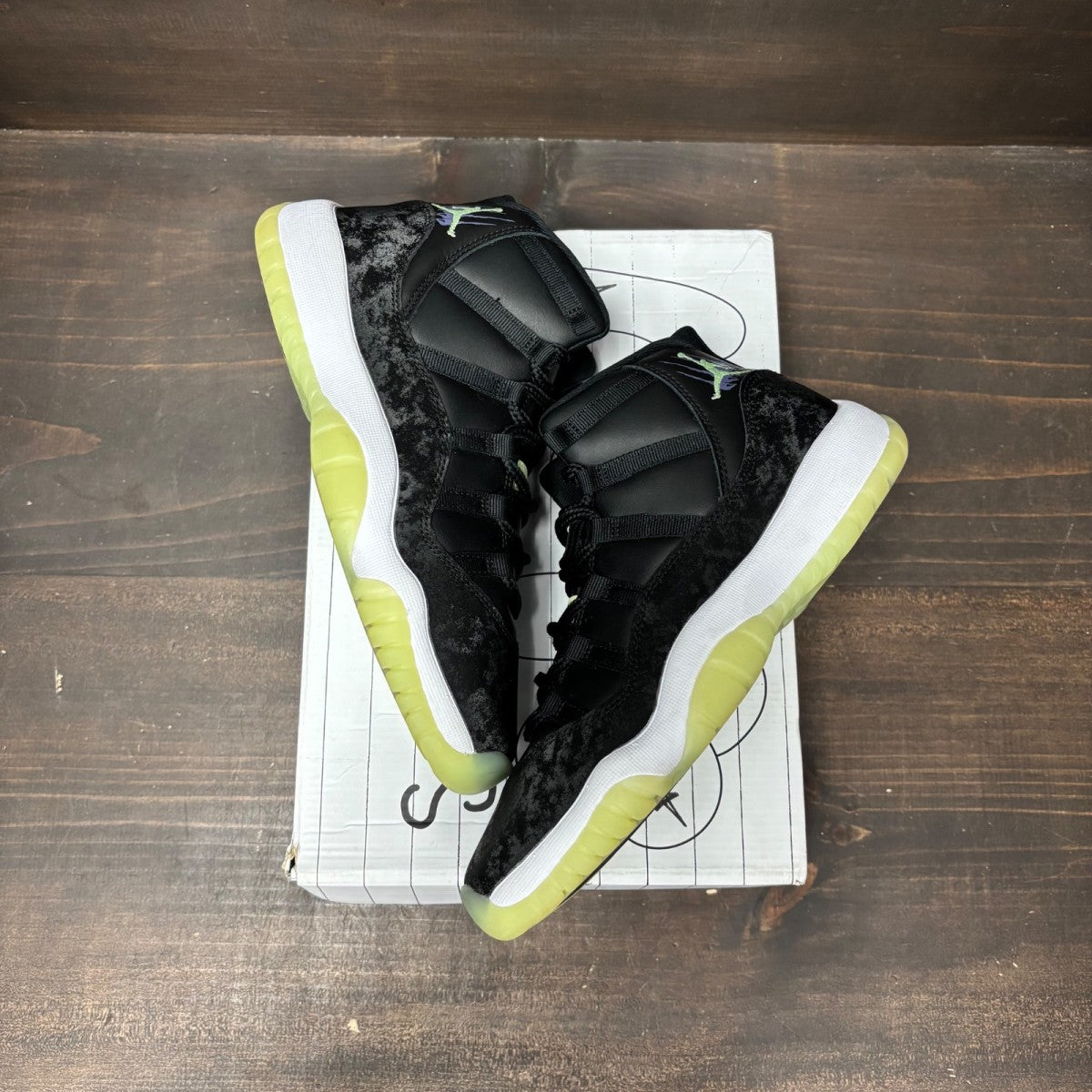 Jordan 11 Retro Black Barely Volt (GS) - Image 2