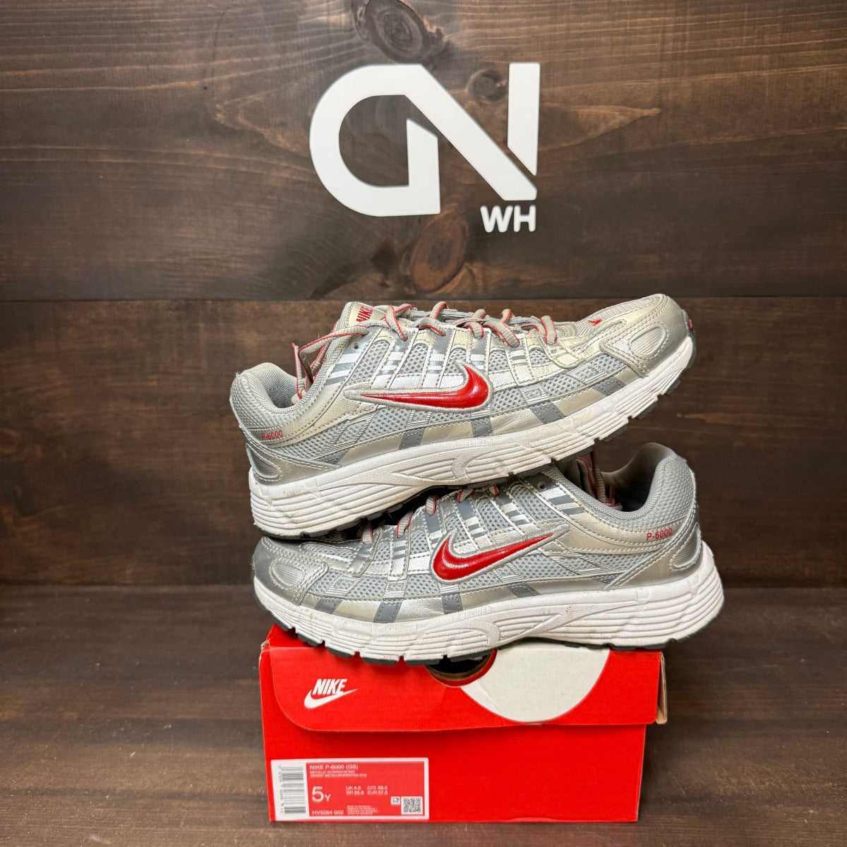 Nike P-6000 Metalic Silver Cool Red (GS) - Image 1