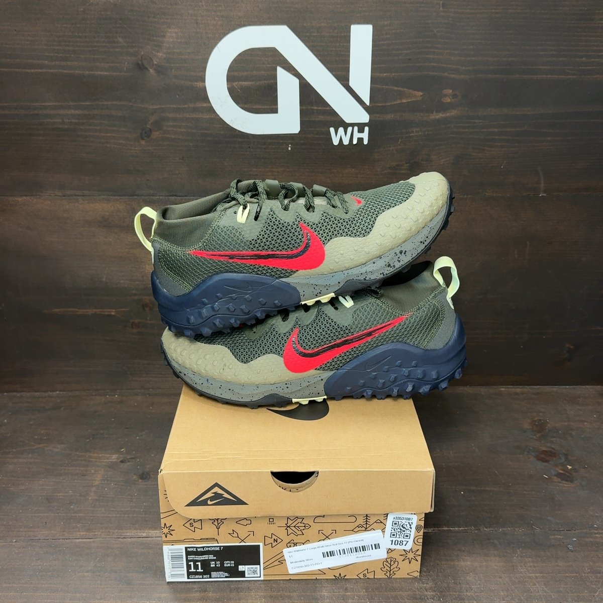 Nike Wildhorse 7 Cargo Khaki Siren Red Size 11 (Pre-Owned) - front