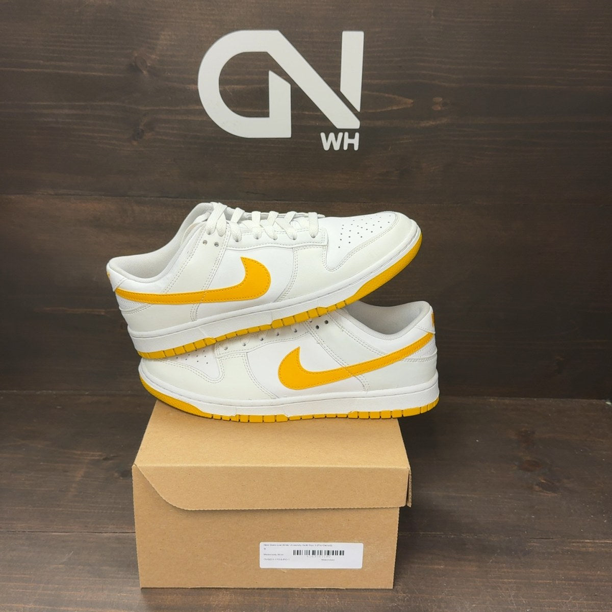 Nike Dunk Low White University Gold Size 9 (Pre-Owned) - Image 1