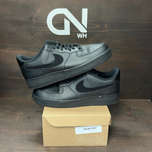 Nike Air Force 1 Black Metallic Gold Removable Swoosh Pack Size 14 (Pre-Owned) - Image 1