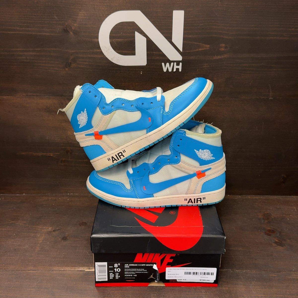 Jordan 1 Retro High Off-White University Blue Size 8.5 (Pre-Owned) - front