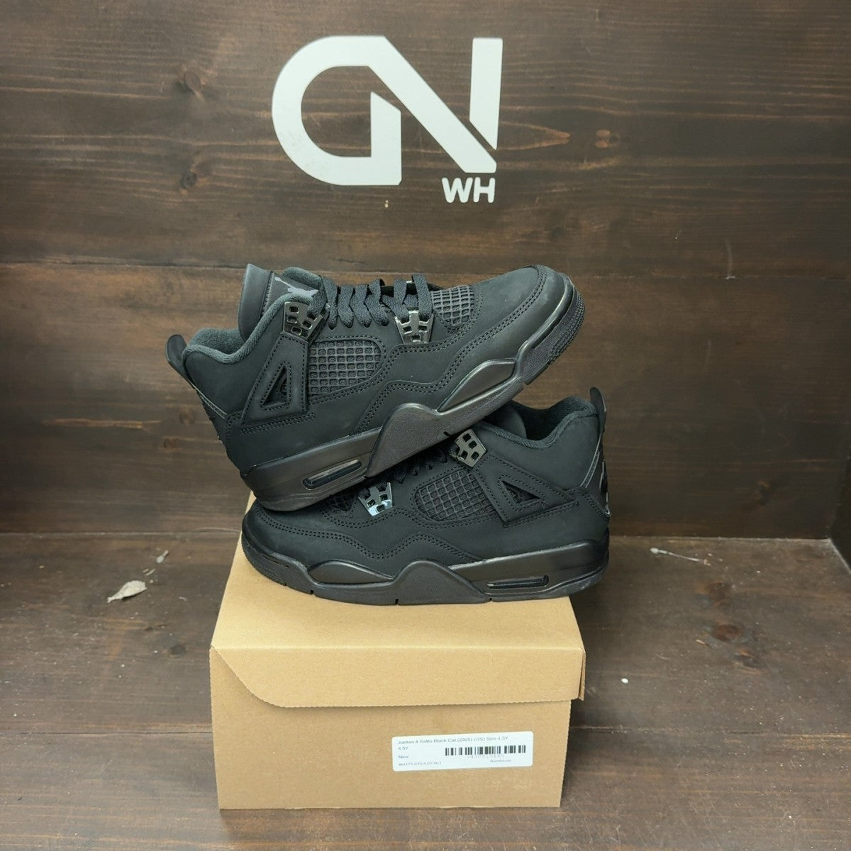 Jordan 4 Retro Black Cat (2025) (GS) Size 4.5Y - Image 1