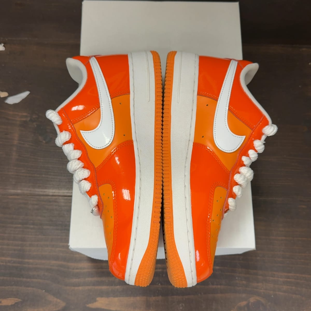 Nike Air Force 1 Low '07 Orange White Patent Size 8 (Pre-Owned) - aux