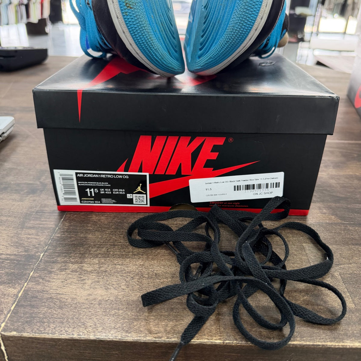 Jordan 1 Retro Low OG Black Dark Powder Blue - Image 6